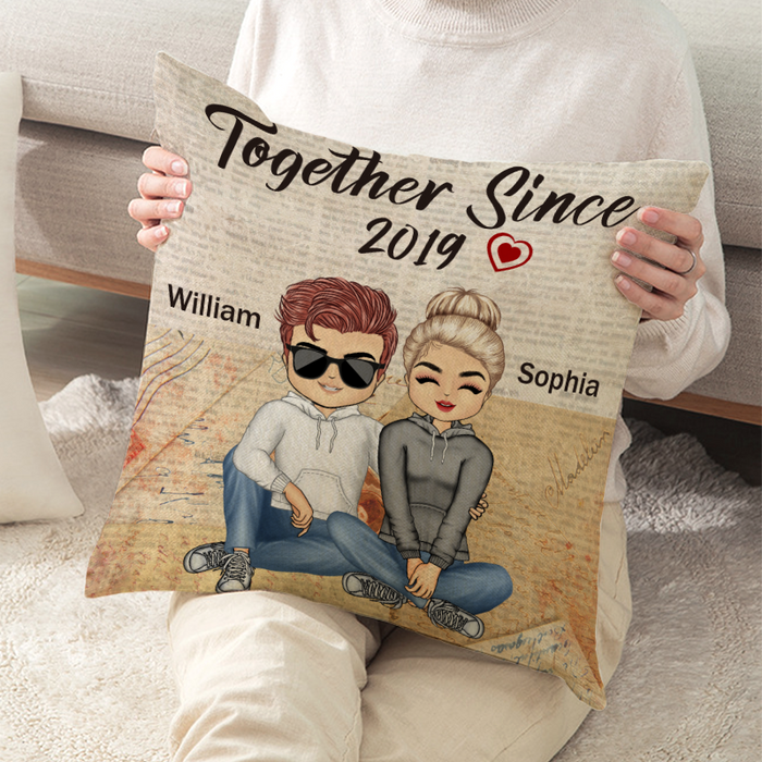 Together With You Since Year - Personality Customized Pillow - Valentine's Day Gift For Love - Anniversary Pillow Gift