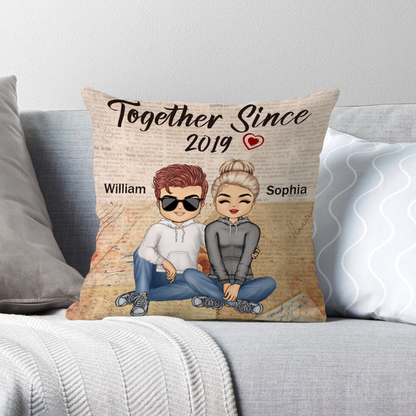 Together With You Since Year - Personality Customized Pillow - Valentine's Day Gift For Love - Anniversary Pillow Gift