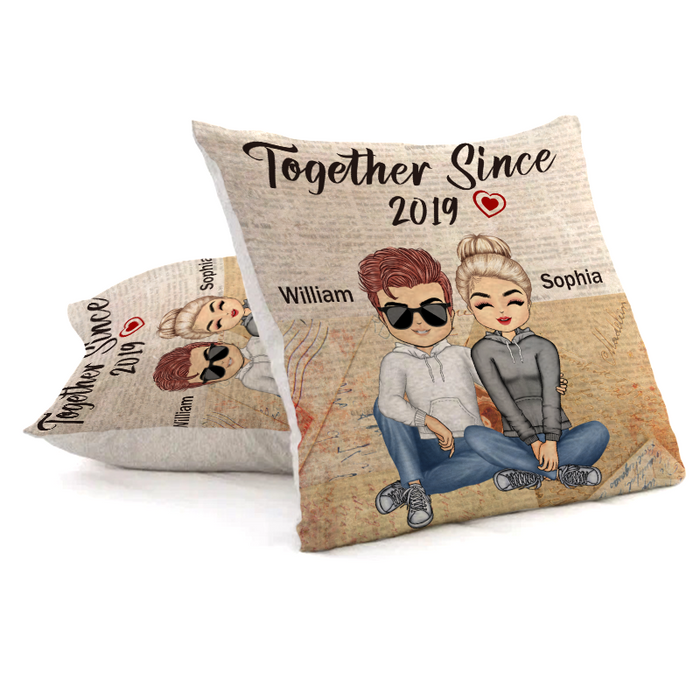 Together With You Since Year - Personality Customized Pillow - Valentine's Day Gift For Love - Anniversary Pillow Gift