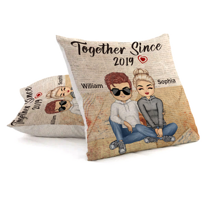 Together With You Since Year - Personality Customized Pillow - Valentine's Day Gift For Love - Anniversary Pillow Gift