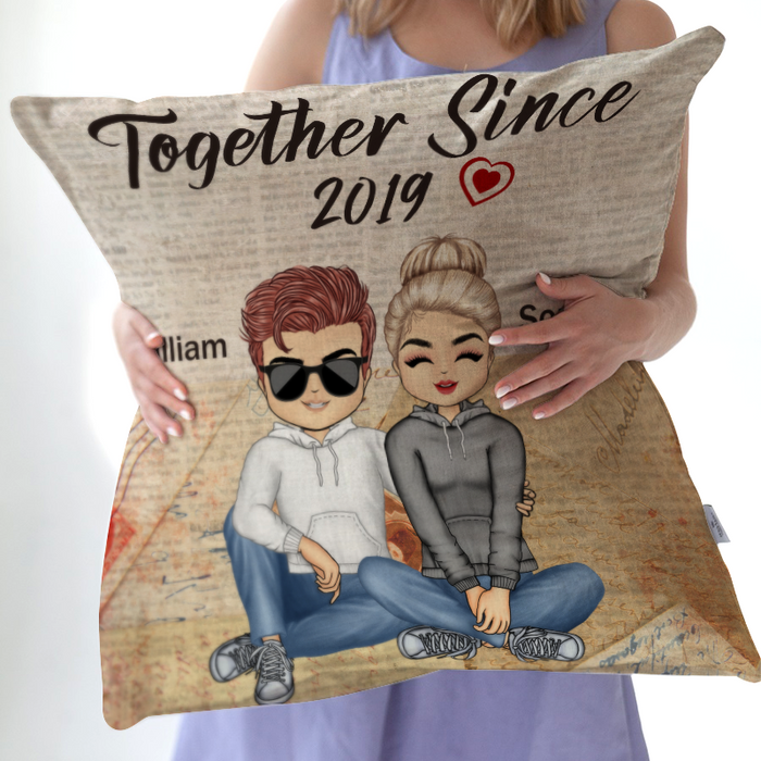 Together With You Since Year - Personality Customized Pillow - Valentine's Day Gift For Love - Anniversary Pillow Gift