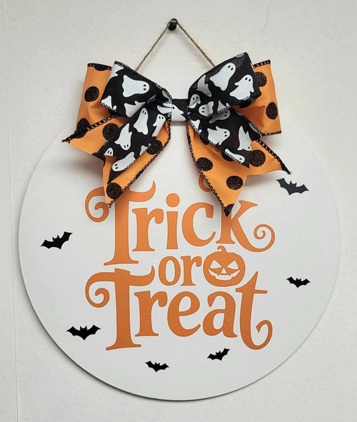 Trick or Treat Halloween Front Door sign 12" - Potpourri Gift Shop