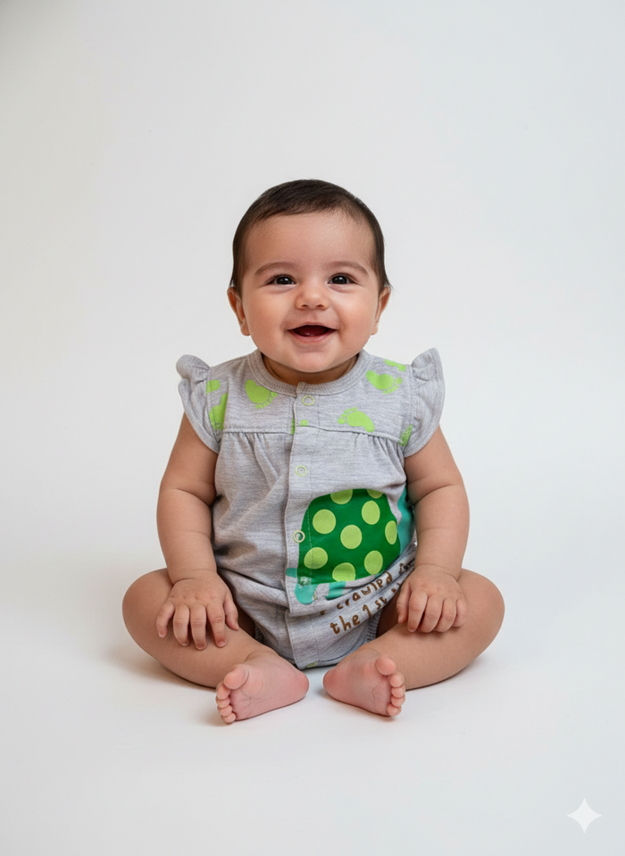 Turtle - Hlaf Sleeve- Summer Romper Grey