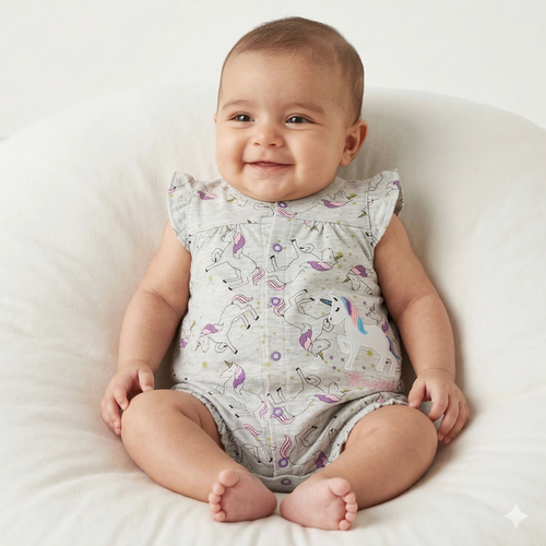 Unicorn - Half Sleeve- Summer Romper Gray
