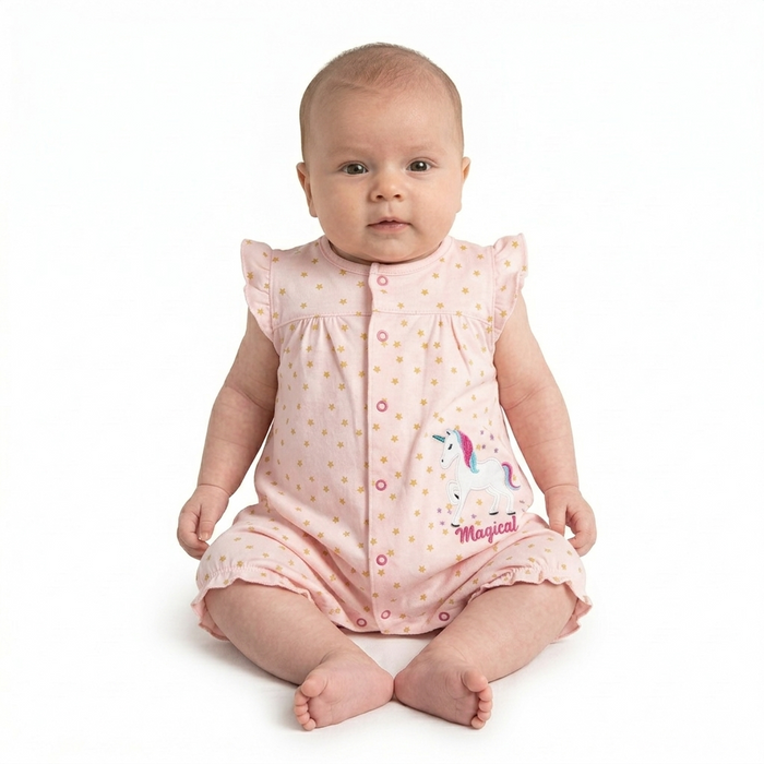 Unicorn - Half Sleeve- Summer Romper Rose