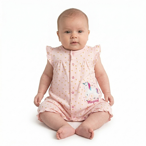 Unicorn - Half Sleeve- Summer Romper Rose