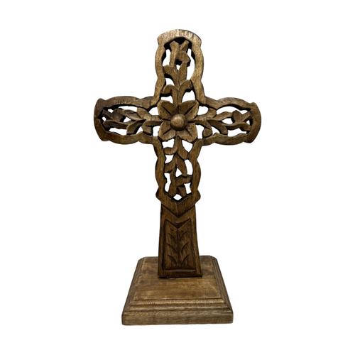 "Vineyard" Hand Carved Wood Table Cross