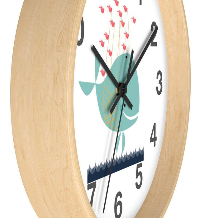 Nursery Wall Clock No Ticking Ocean Whale, Kids Wall Clock, Nursery Large Wall Clock, Silent Nursery Wall Clock, Kids Wall Decor | Pippa + June