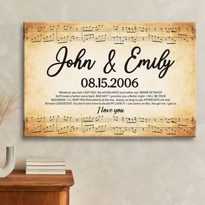 Whatever You Lack I Got You - Couple Canvas - Gift For Couple Music Score Personalized Custom Framed Canvas Wall Art