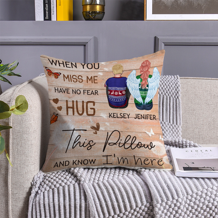 When You Miss Me Hug This Pillow - Personalized Customized Pillow - Gift For Loss - Memorial Gift