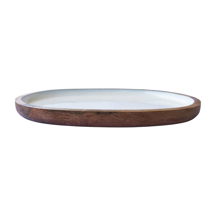 White Enameled Mango Wood Tray