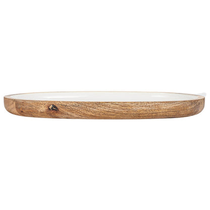 White Enameled Mango Wood Tray