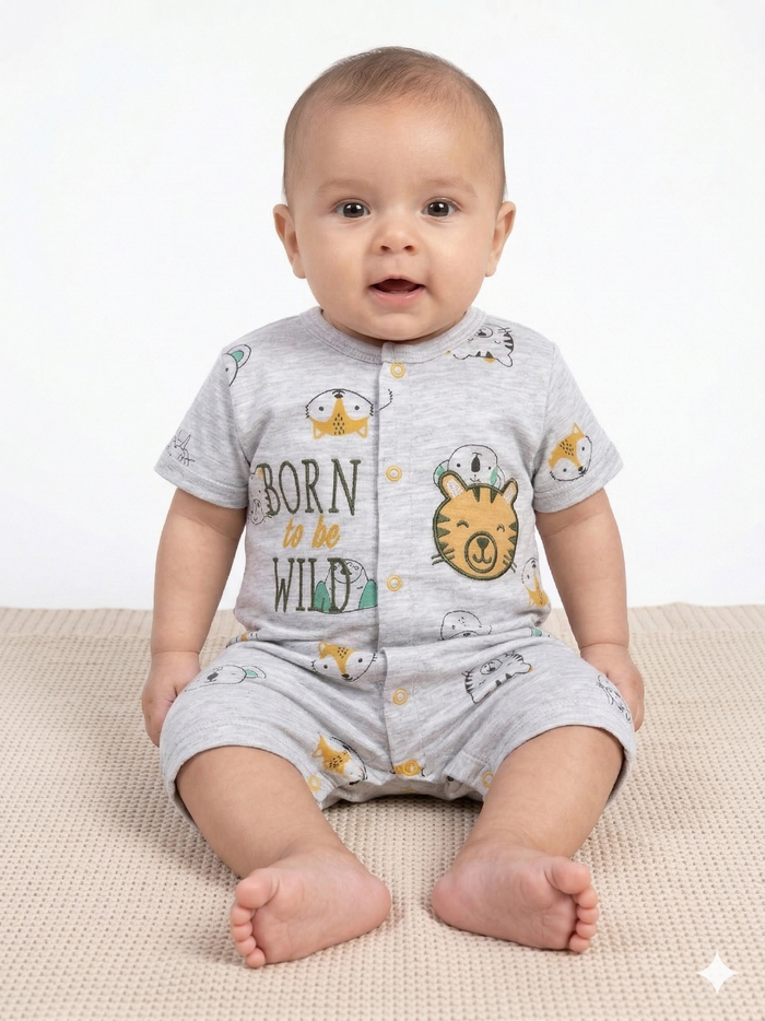 Wild Boy - Half Sleeve- Summer Romper light gray