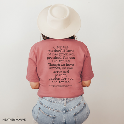Wonderful Love (Jesus is Calling) Hymn Vintage Wash Tee Shirt Front and Back Design